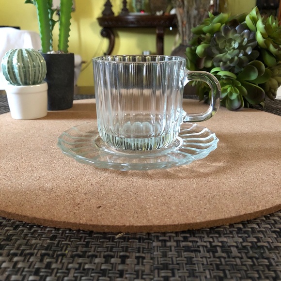 Vintage Other - Vintage Italian Glass Coffee Mug and Saucer